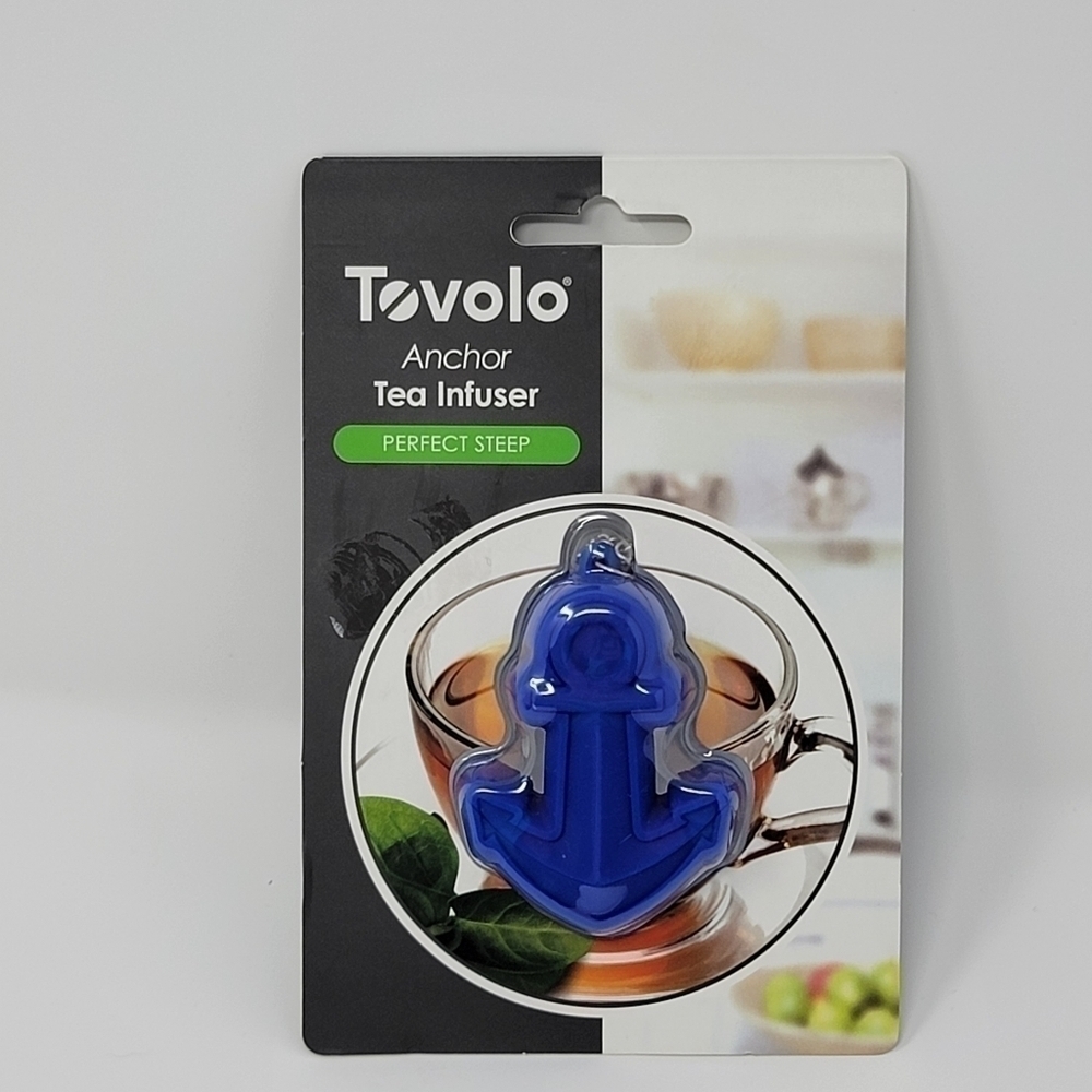 TOVOLO Blue Silicone Anchor Tea Infuser Steeper NWT W/ Ss Chain T15